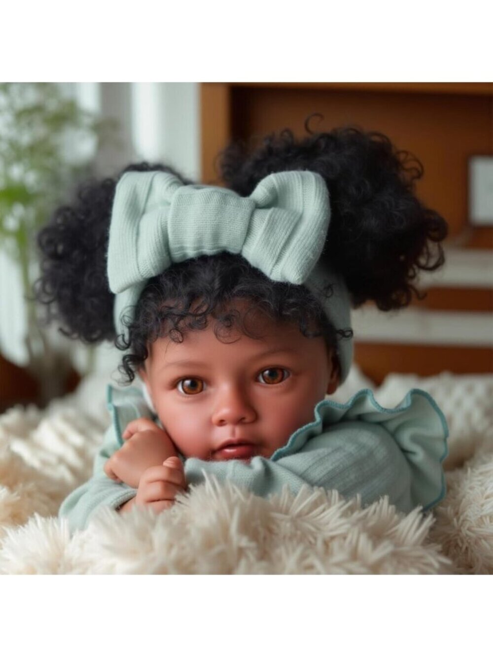 🆕20Inch Black Baby Girl Dolls Soft Vinyl and Cloth Body with Feeding Kit